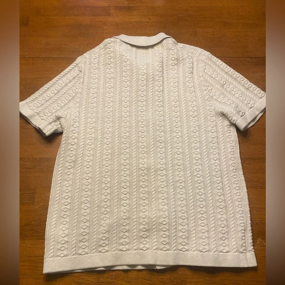 J. Crew Cream Guernsey Cable Knit Polo Sweater